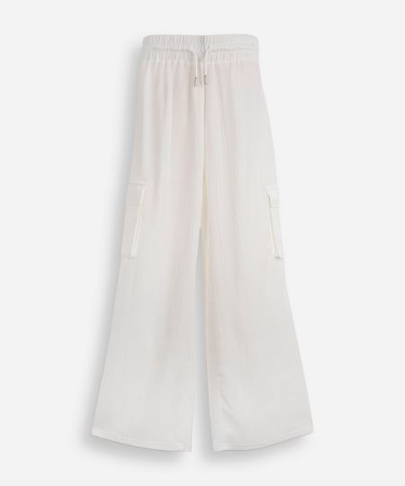 calça juvenil cargo wide leg off white 16 calça juvenil cargo wide leg off white 16