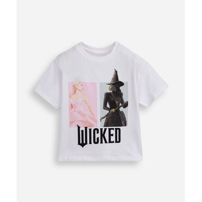camiseta infantil de algodão wicked off white