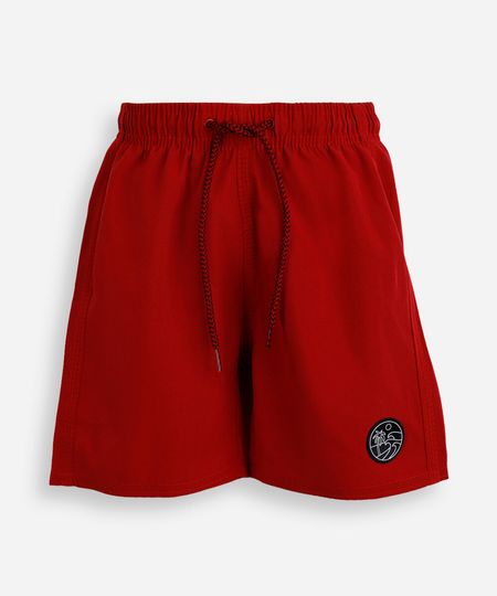 short boardshort infantil cós com elástico e cordão vermelho 6 short boardshort infantil cós com elástico e cordão vermelho 6