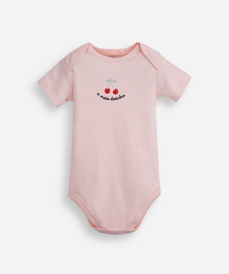 body infantil de algodão a mais docinha rosa 6-9 body infantil de algodão a mais docinha rosa 6-9