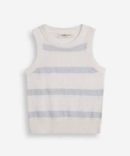 regata infantil de tricot com lurex listrada off white 4 regata infantil de tricot com lurex listrada off white 4