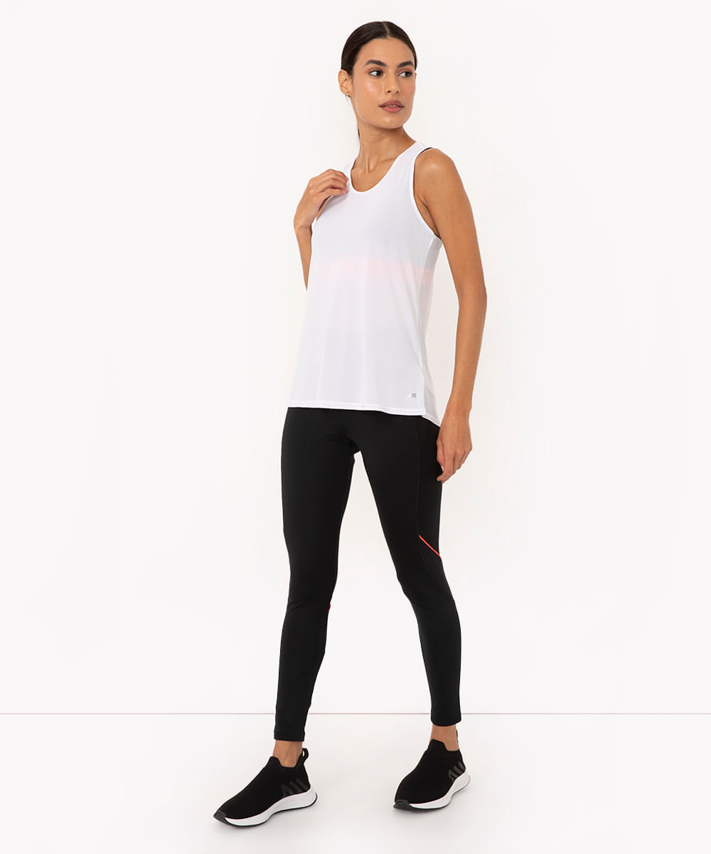 regata de poliamida com prega ace esportiva rosa - branco