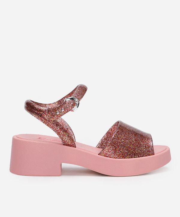 sandália infantil barbie com salto rosa 28