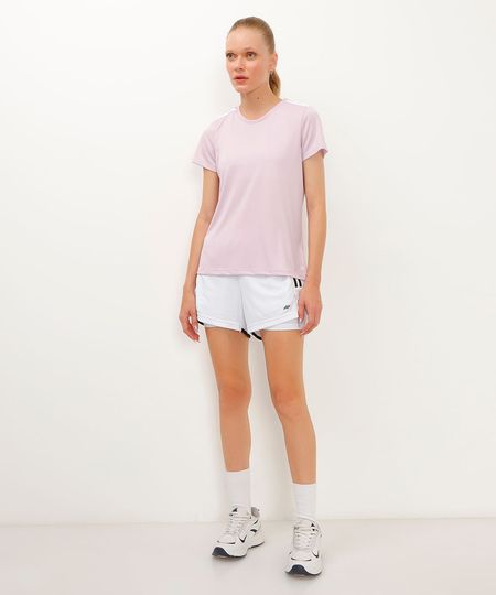 camiseta feminina esportiva ace manga curta com listras lilás P