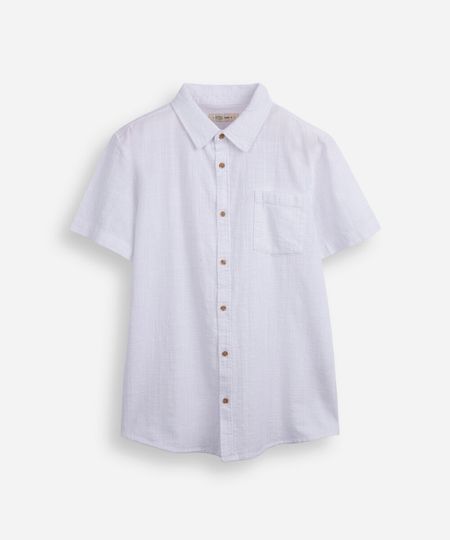 camisa juvenil de algodão com bolso texturizada branca 10 camisa juvenil de algodão com bolso texturizada branca 10