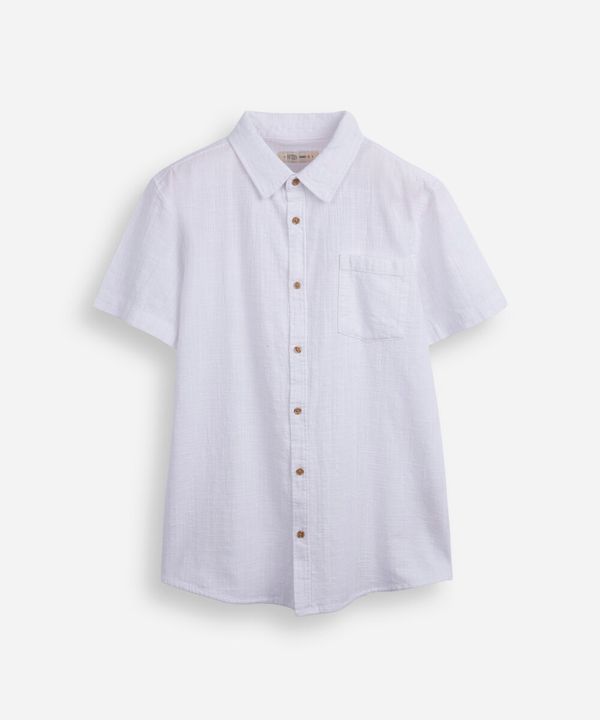 camisa juvenil de algodão com bolso texturizada branca 10