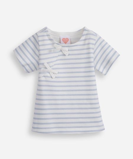 camiseta infantil listrada com laço azul 1 camiseta infantil listrada com laço azul 1