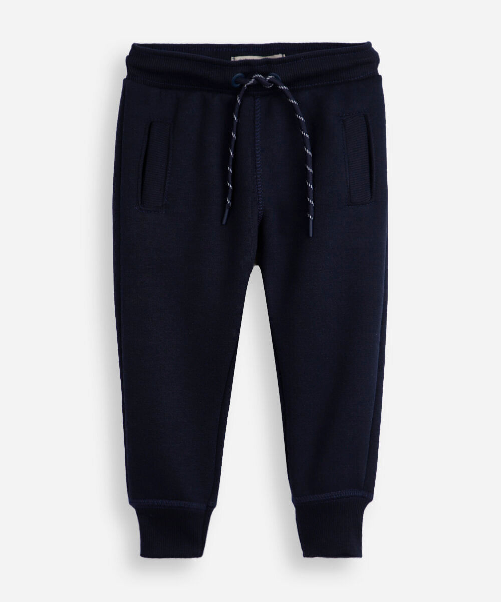calça de moletom infantil com cordão azul