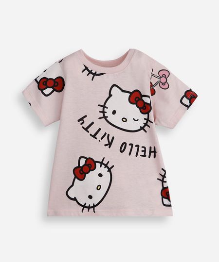 camiseta infantil de algodão hello kitty rosa 2