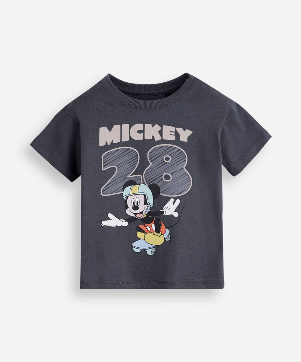 camiseta infantil manga curta mickey cinza