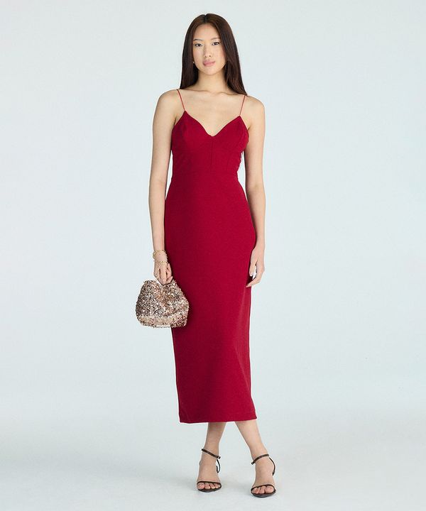 vestido midi corset vermelho PP