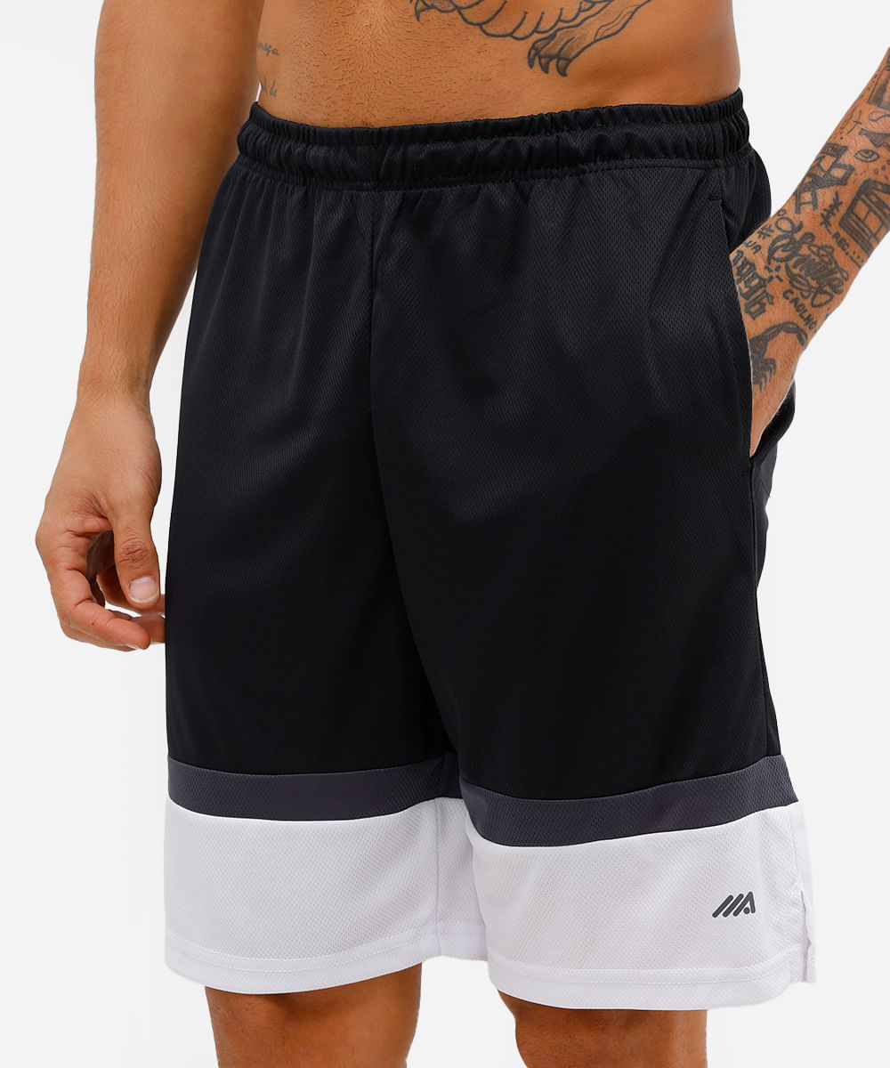 bermuda masculina esportiva ace com recortes texturizada preta