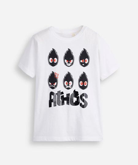 camiseta infantil de algodão manga curta athos off white 8 camiseta infantil de algodão manga curta athos off white 8