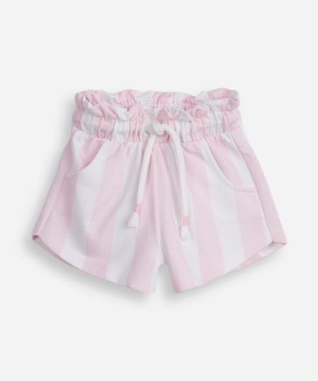 short clochard infantil de moletinho listrado rosa 1 short clochard infantil de moletinho listrado rosa 1