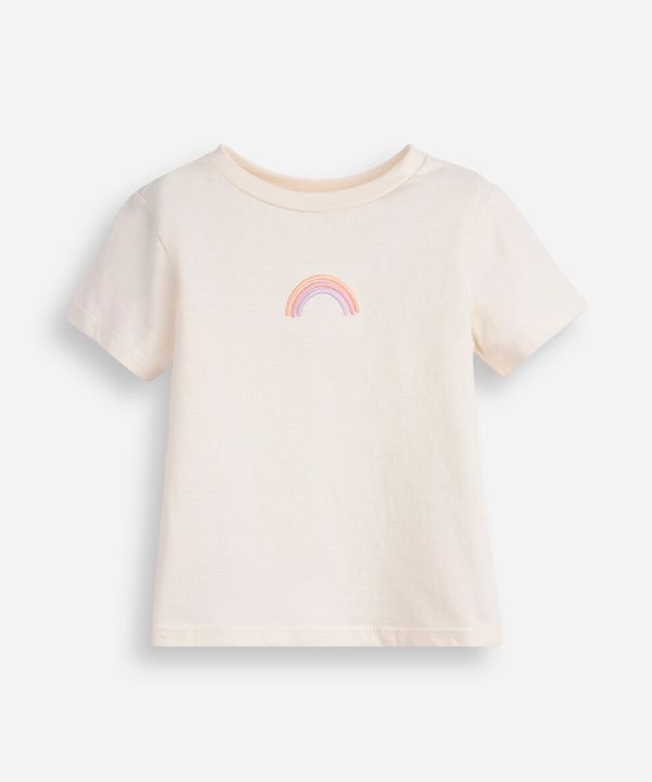 camiseta infantil de algodão arco íris bege 1