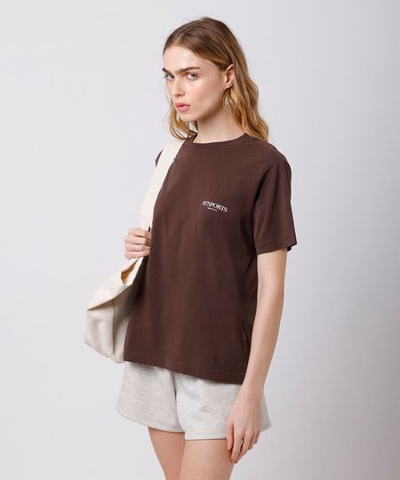 camiseta feminina de algodão mindset sport marrom PP