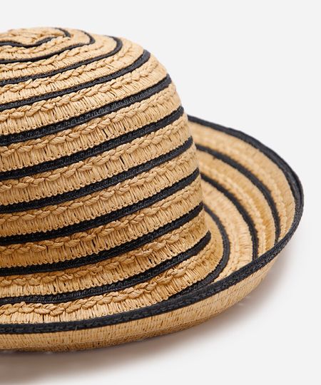 chapéu com textura listrado bege UNICO