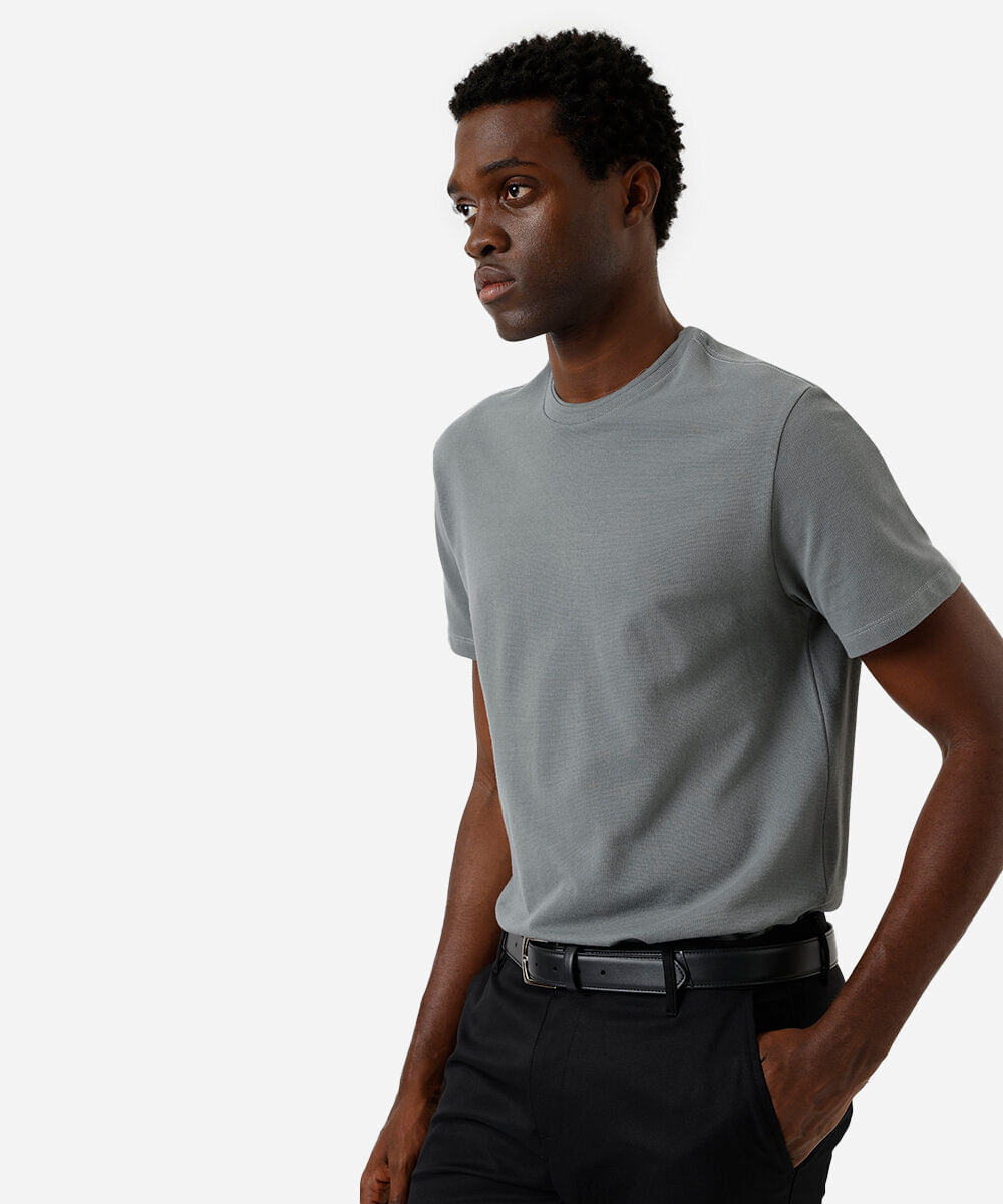 Vista 2 camiseta masculina de algodão texturizada C&A Verde C&A Verde