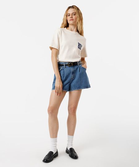 short curto feminino jeans com pregas azul 36 short curto feminino jeans com pregas azul 36