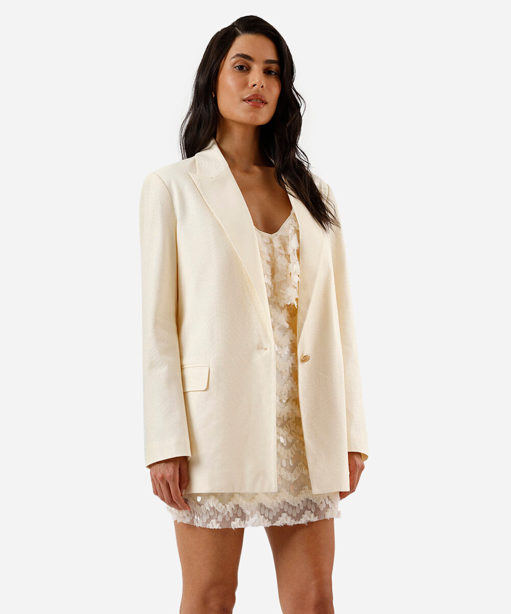 blazer de alfaiataria feminino com linho amarelo