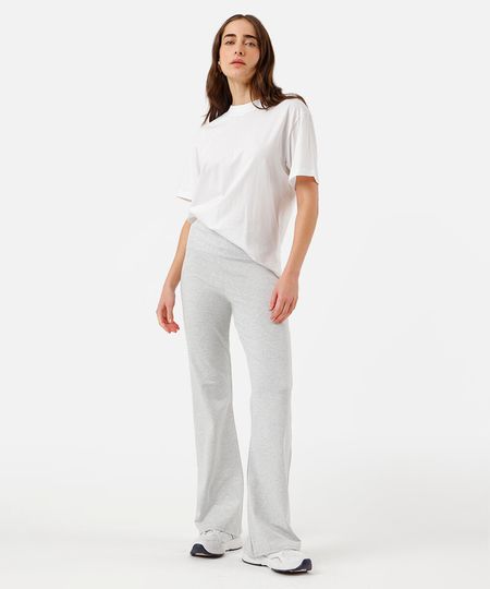 calça flare feminina de moletom cinza GG calça flare feminina de moletom cinza GG
