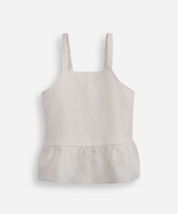 blusa peplum infantil com linho bege 4