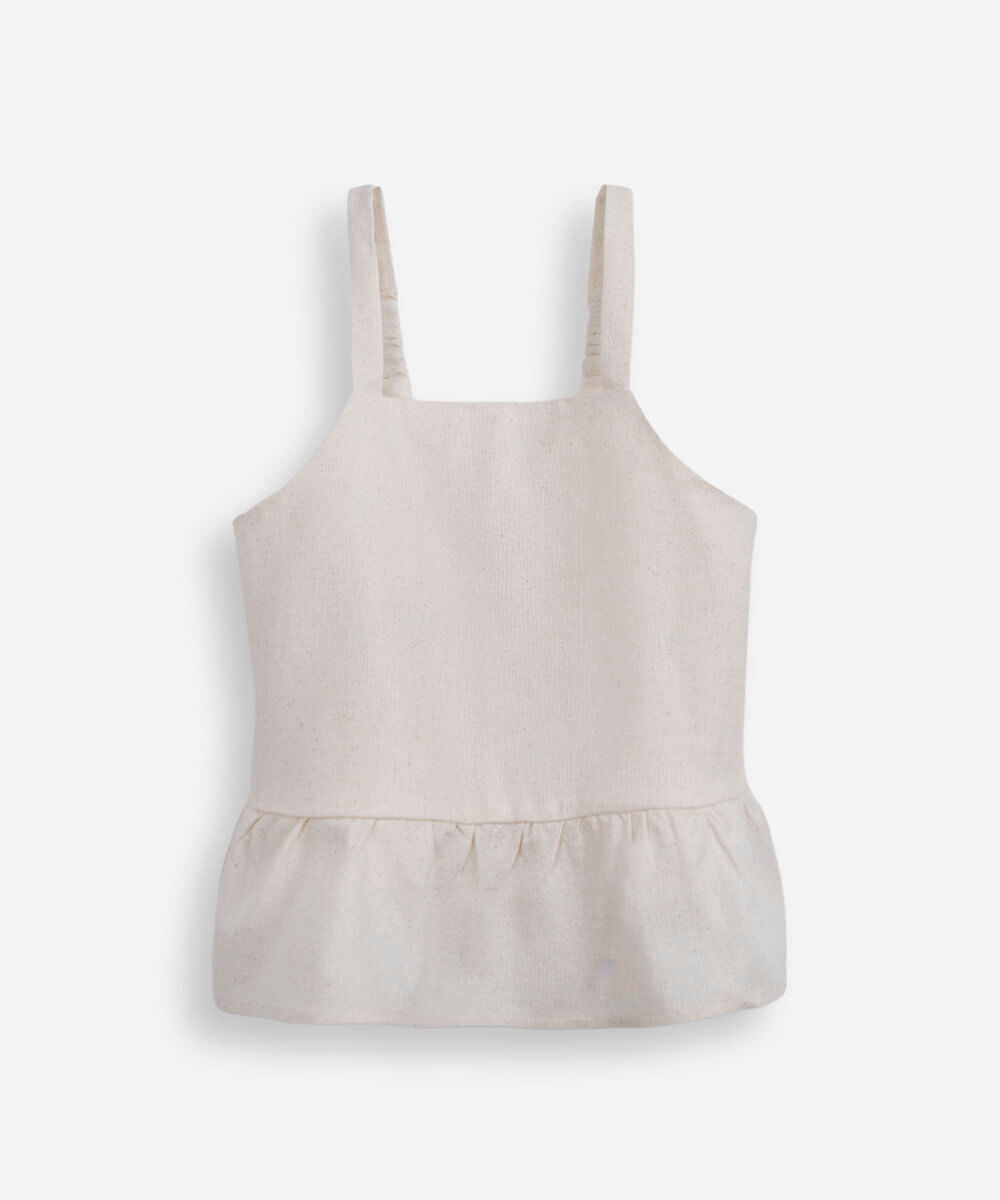 blusa peplum infantil com linho bege