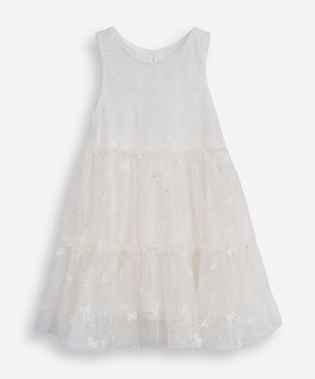 vestido infantil de tule com recortes e brilhos off white 1 vestido infantil de tule com recortes e brilhos off white 1