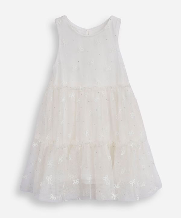 vestido infantil de tule com recortes e brilhos off white 2