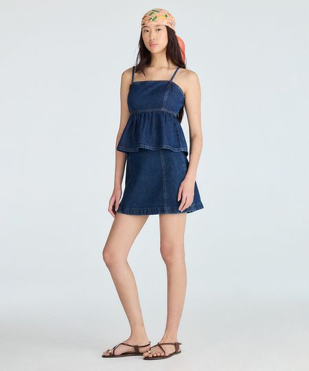 minissaia jeans evasê azul 36 minissaia jeans evasê azul 36