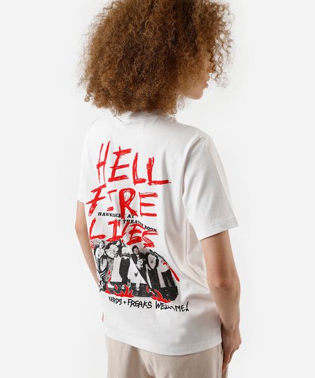 camiseta feminina stranger things em algodão com manga curta - off white PP