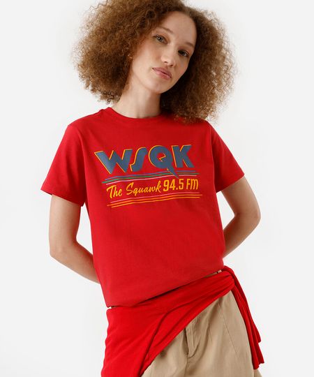 camiseta feminina de algodão stranger things - vermelho PP camiseta feminina de algodão stranger things - vermelho PP