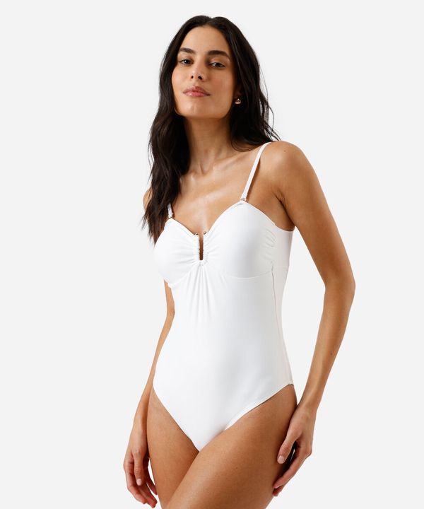 maiô feminino com franzido off white GG