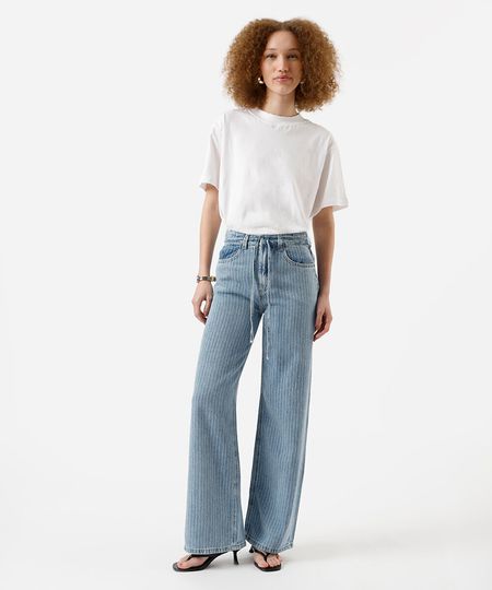 calça jeans feminina eversized com cintura média azul 36 calça jeans feminina eversized com cintura média azul 36