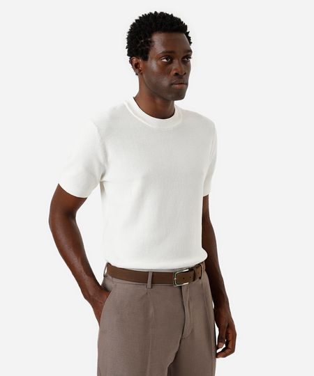 camiseta de tricot manga curta - off white GG camiseta de tricot manga curta - off white GG