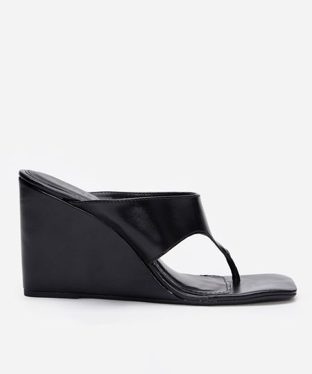 sandália bico quadrado anabela oneself preta 36