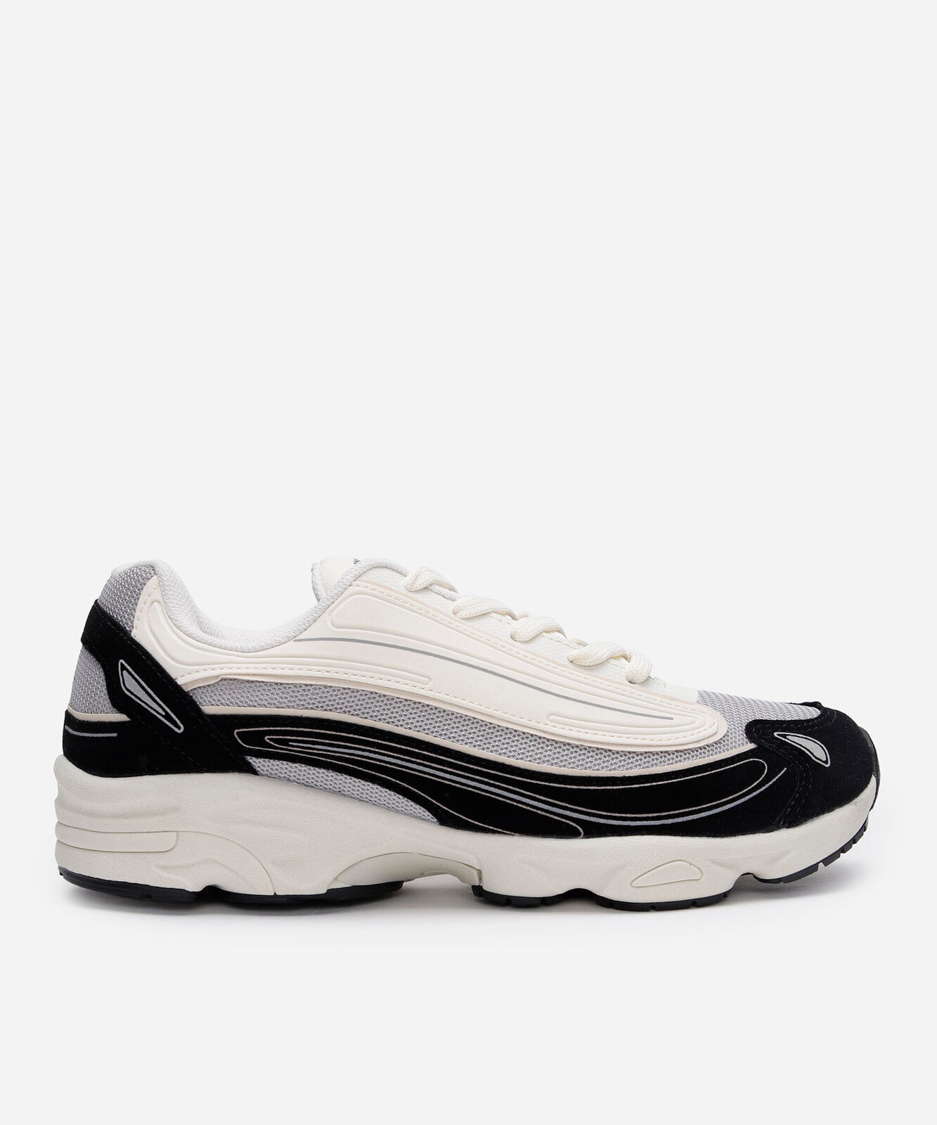 tênis esportivo ace com recortes off white