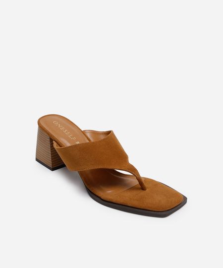 tamanco bico quadrado salto grosso oneself marrom 35