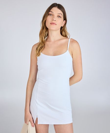 vestido curto feminino esportivo ace com fenda branco M