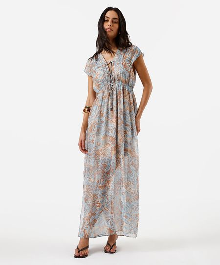 vestido longo feminino com lurex franzido colorido PP