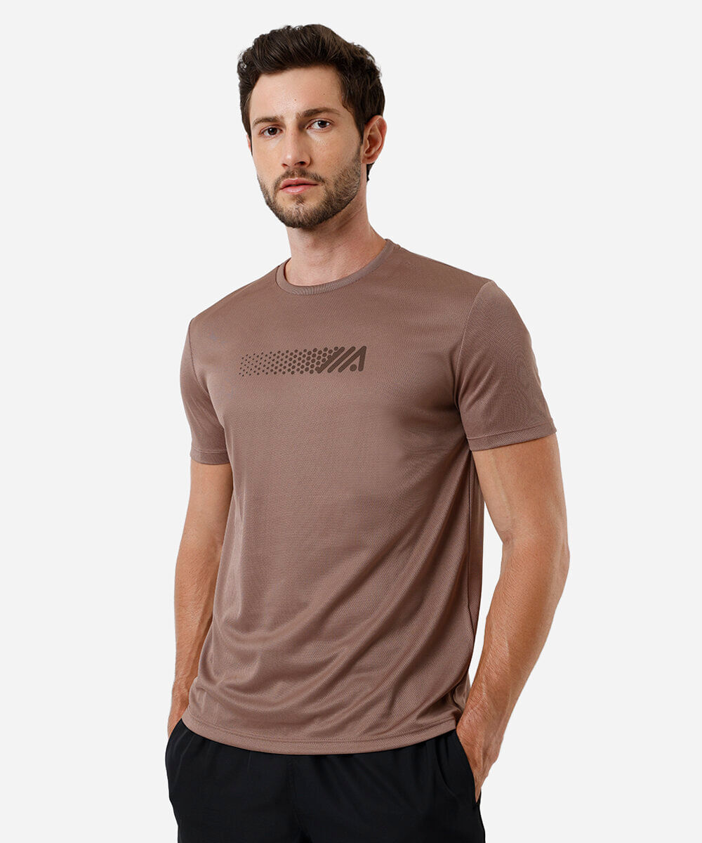 camiseta masculina esportiva ace manga curta marrom