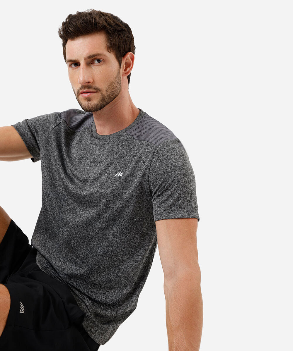 Vista 2 camiseta masculina esportiva ace com recorte cinza C&A Grafite C&A Grafite
