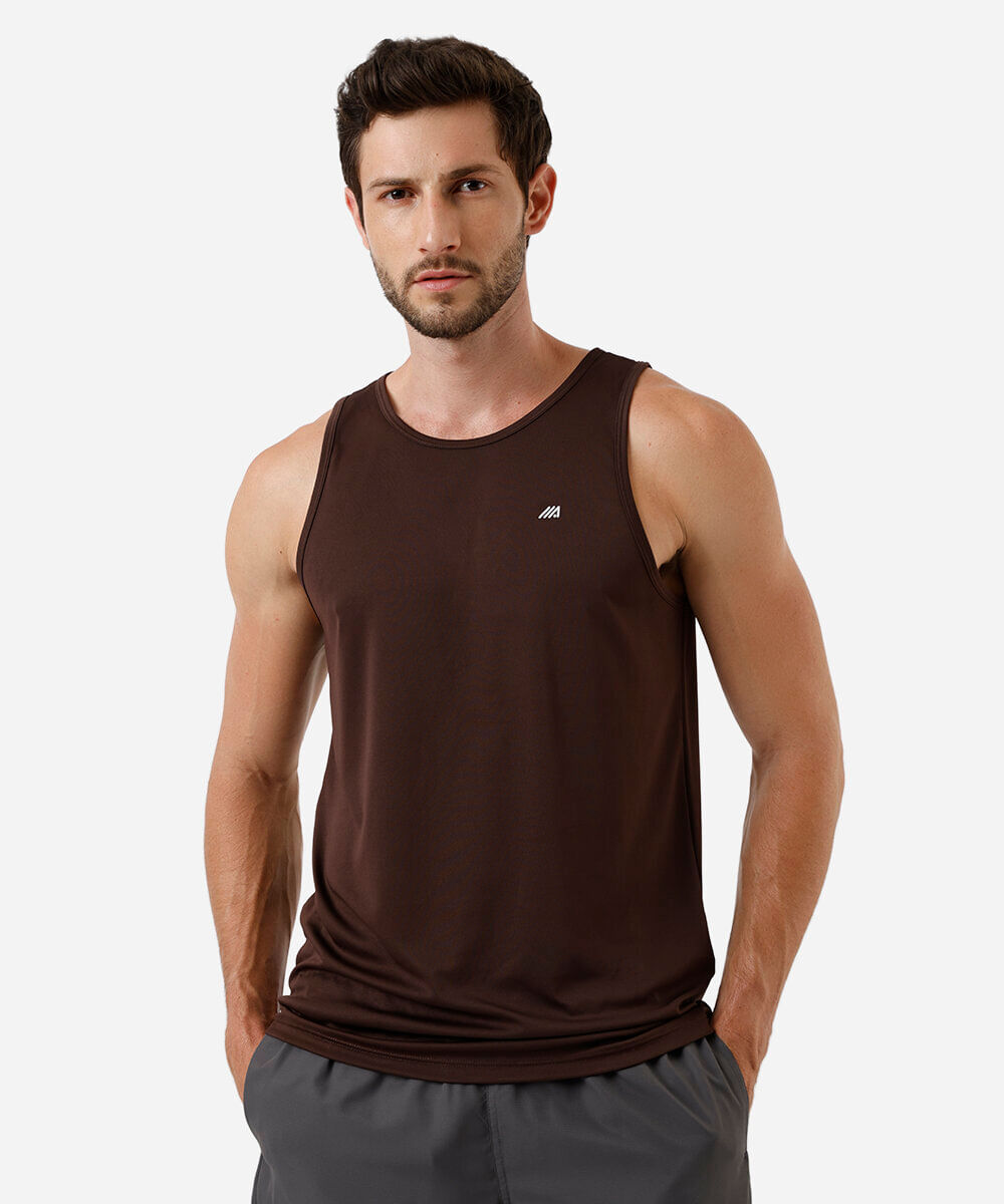 Regata Masculina Esportiva Gola Careca marrom
