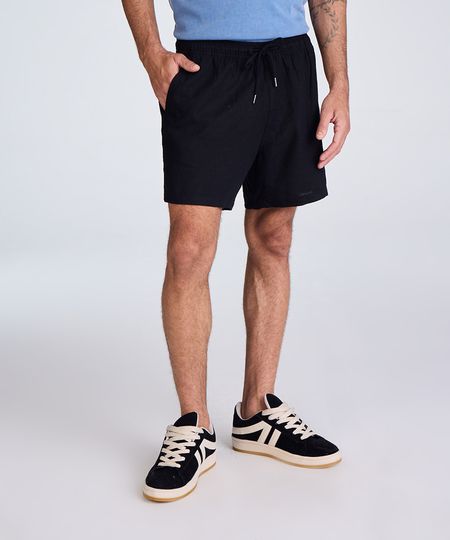 bermuda cós elástico com bolsos preto M bermuda cós elástico com bolsos preto M