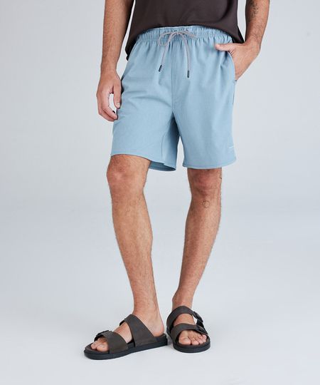 short praia com bolsos azul P