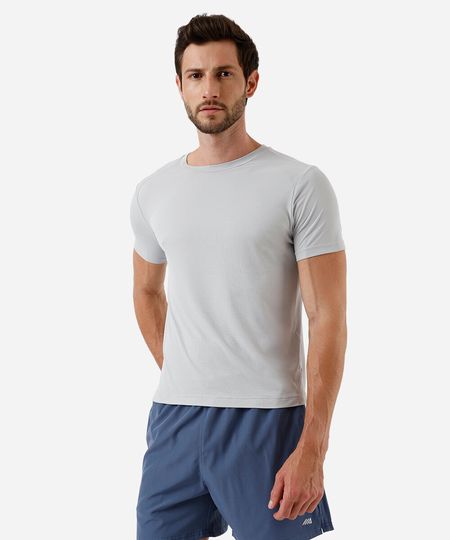 camiseta slim masculina manga curta ace cinza M