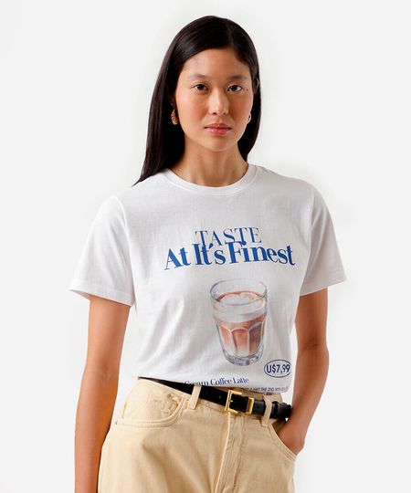 camiseta feminina de algodão estampada off white PP camiseta feminina de algodão estampada off white PP