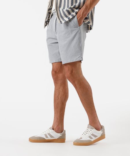short praia masculino listrado cinza G