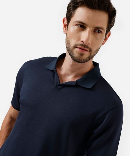 polo comfort masculina com mangas curtas azul P polo comfort masculina com mangas curtas azul P