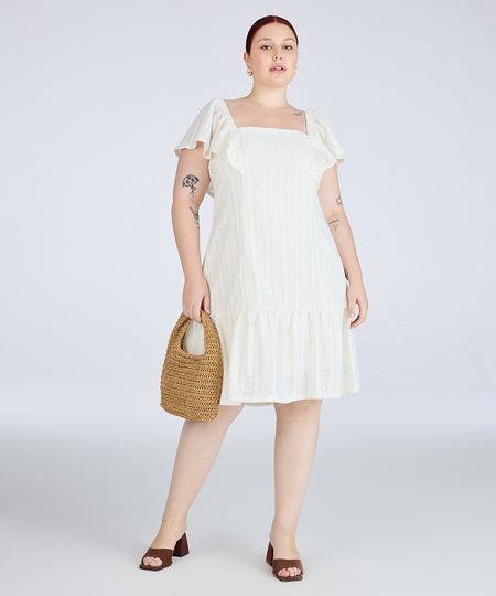 vestido curto de laise plus size off white GG2